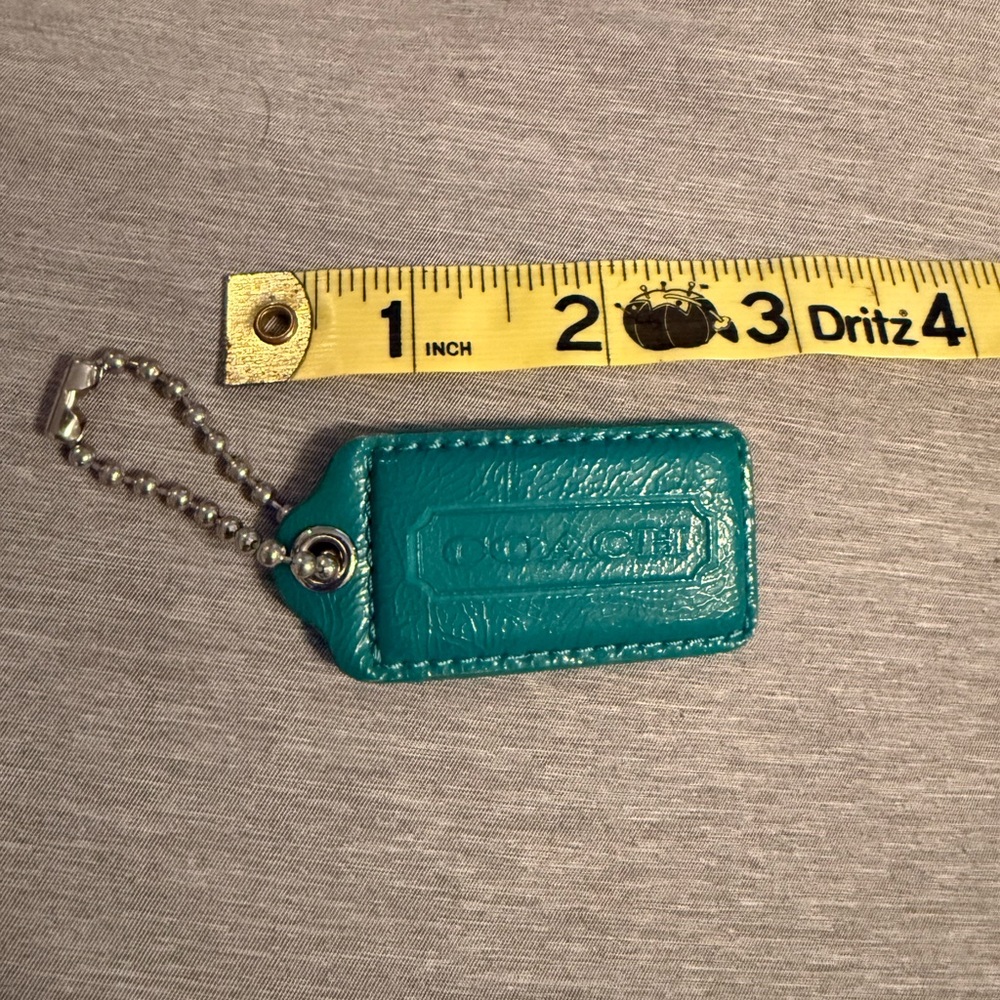 Coach‎ Teal Leather Hangtag Replacement Silver Ball Chain Accessory